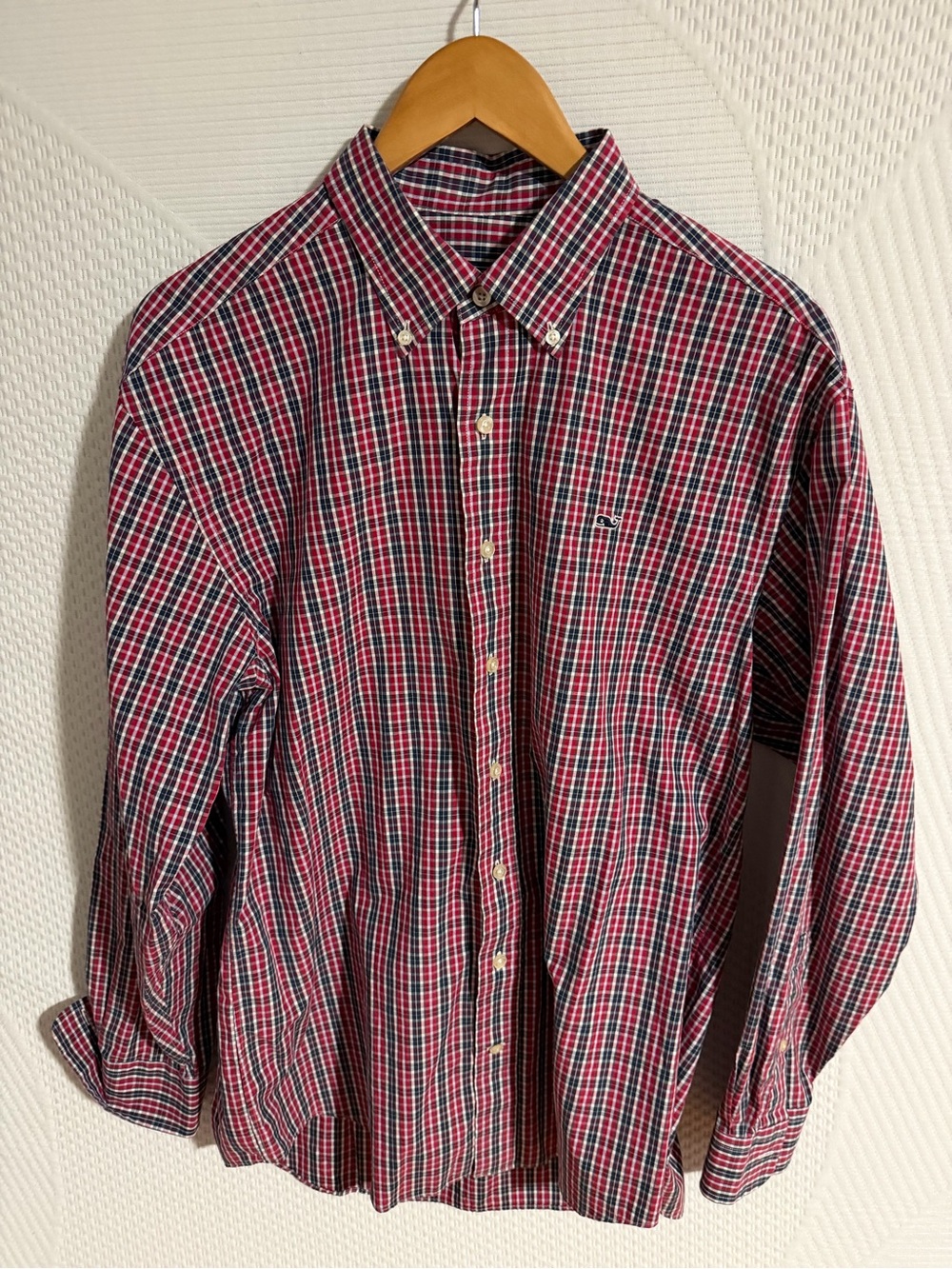Vineyard Vines Red & Navy Plaid Button-Down Shirt